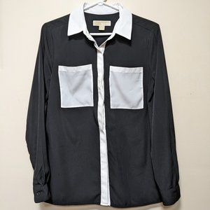 3 for $30 - Michael Kors Black Button Up with White Pockets